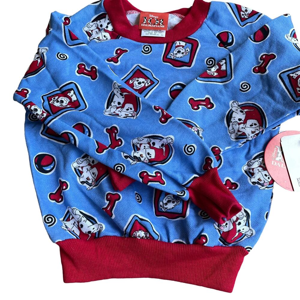 Vintage Disney 101 Dalmations Shirt Toddler 3 RARE Blue Red Long Sleeve Top TAGS